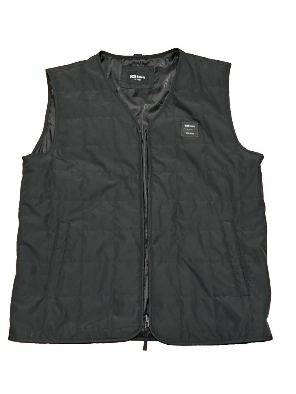 K2 Workwear Vest Black Quilted Zip Mens XL Korean Streetwear Style Utility Gear